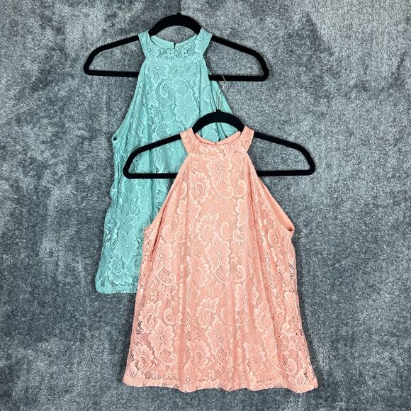 Cable Gauge Blouse Top Lace Floral Flowy Lightweight Bundle Lot of 2 Size Small - Picture 1 of 10